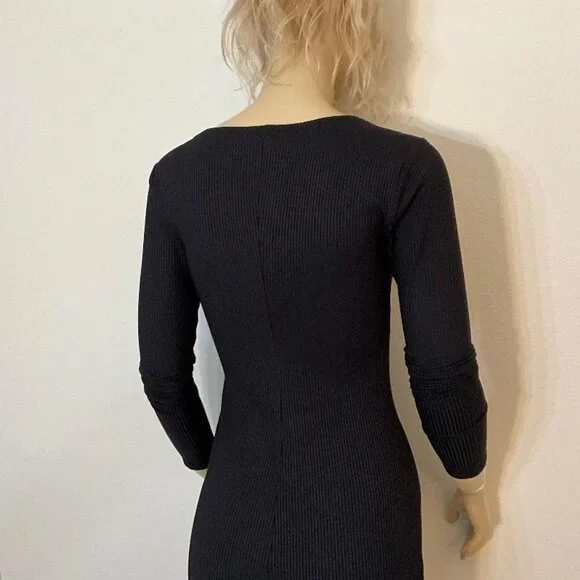 ABERCROMBIE & FITCH NWOT Black Bodycon Ribbed Maxi Dress Size S - Picture 5 of 8